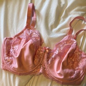 Glamorise Full-Coverage Pink Lace Bra